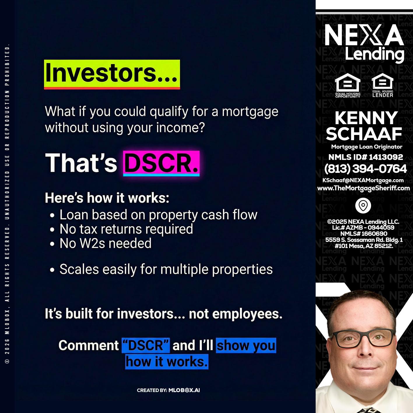 INVESTORS - Kenny Schaaf -Loan Officer