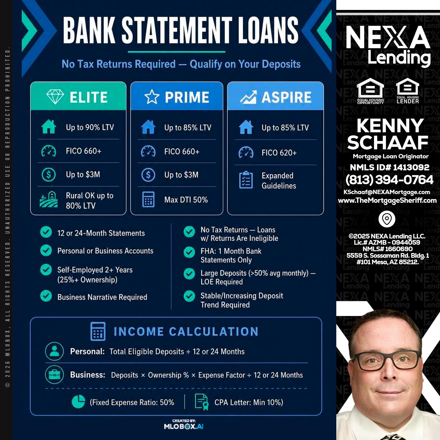 BANK STATEMENT - Kenny Schaaf -Loan Officer