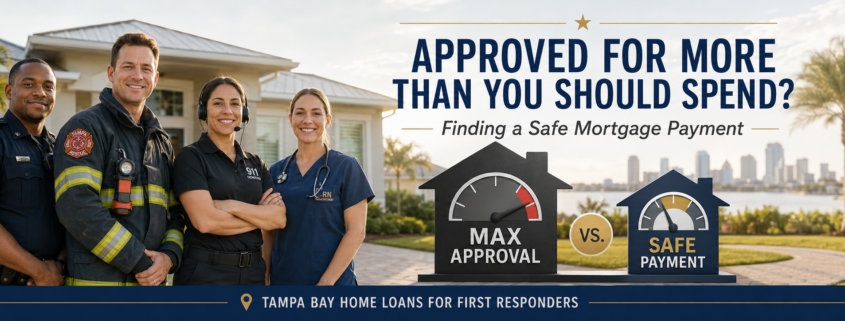 Tampa Bay first responders comparing maximum mortgage approval with a safe mortgage payment